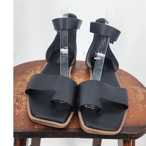 Franco Sarto Miras Black Leather Square Toe Sandals Size 8 - Picture 5 of 7